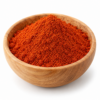 Rood Tabasco chilipoeder in houten kom