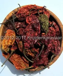 Bhut jolokia - zeer mooie rood gedroogde ghostpeppers 